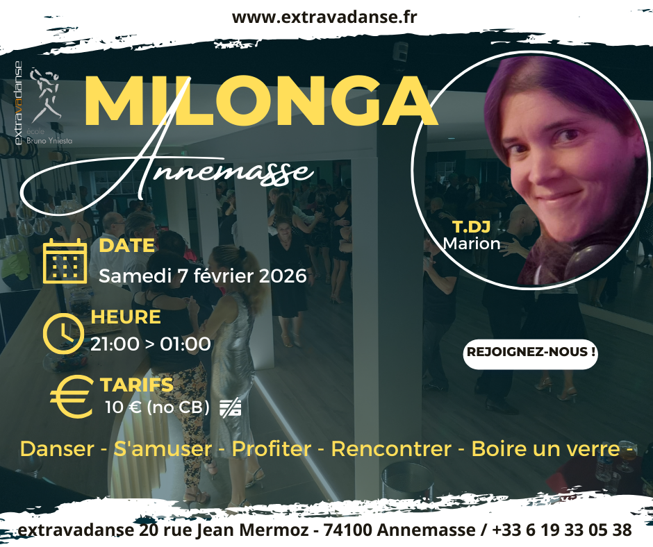 Milonga mensuelle samedi 7 février 2026